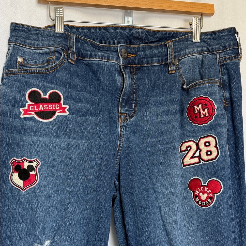 Disney Mickey Mouse Patchwork Boyfriend Jeans Siz… - image 3